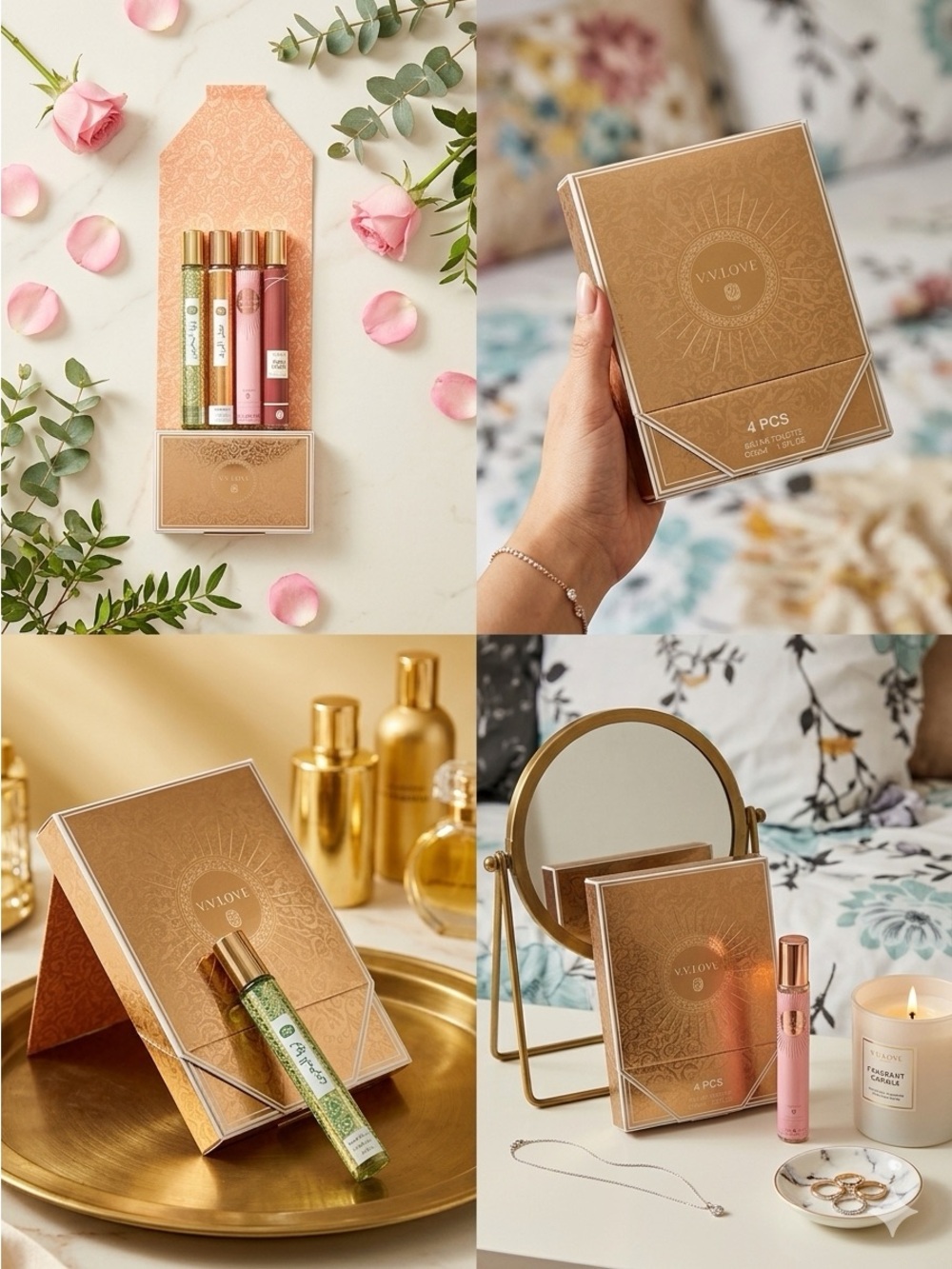 Love Metallic Rose Gold Fragrance Roller Set